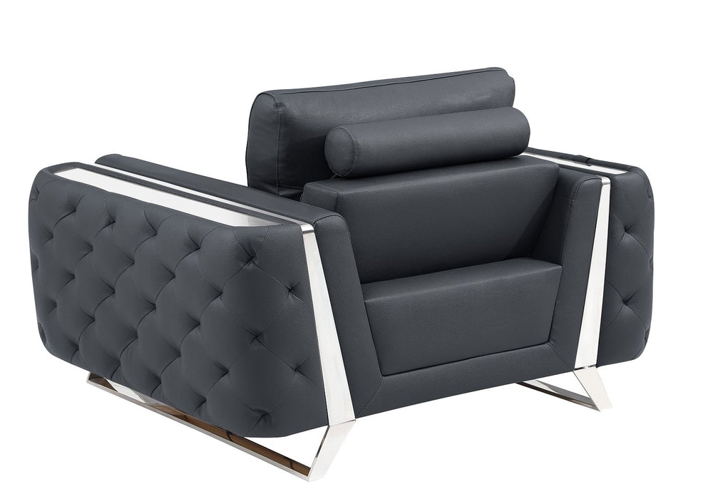 DivanItalia 1050 Chair in Top-Grain Italian Leather - Dark Gray