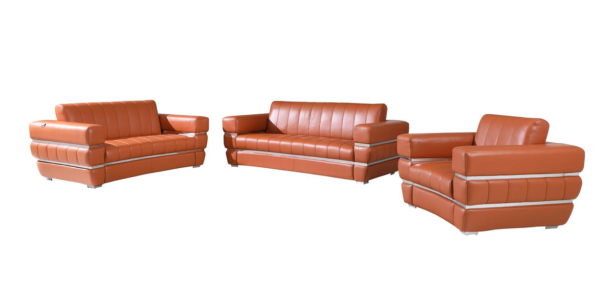 DivanItalia 904 3-Piece Sofa Set in Top-Grain Italian Leather - Camel