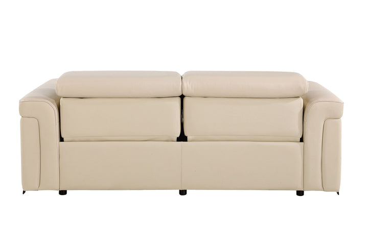 DivanItalia 1126 Power Reclining Sofa in Top Grain Italian Leather with 2 Power Recliners &amp; Power Headrests - Beige