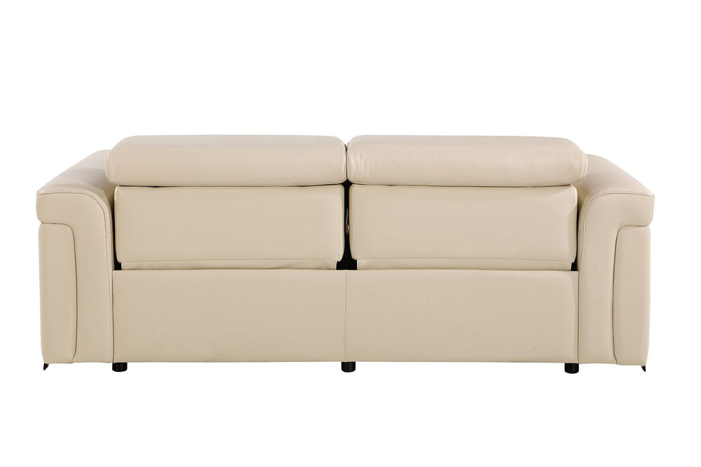 DivanItalia 1126 Power Reclining Sofa in Top Grain Italian Leather with 2 Power Recliners & Power Headrests - Beige
