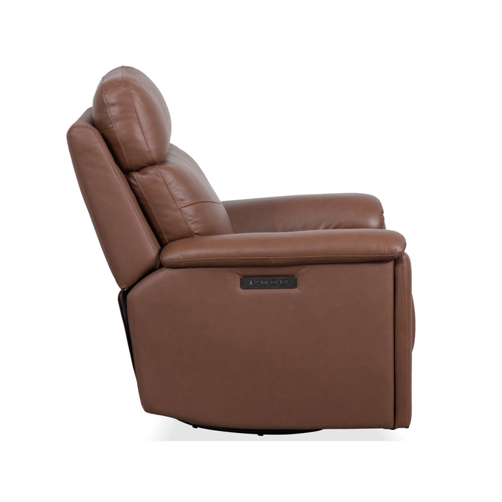 Refined Power Swivel Gliding Recliner With Power Headrest &amp; Lumbar Hickory
