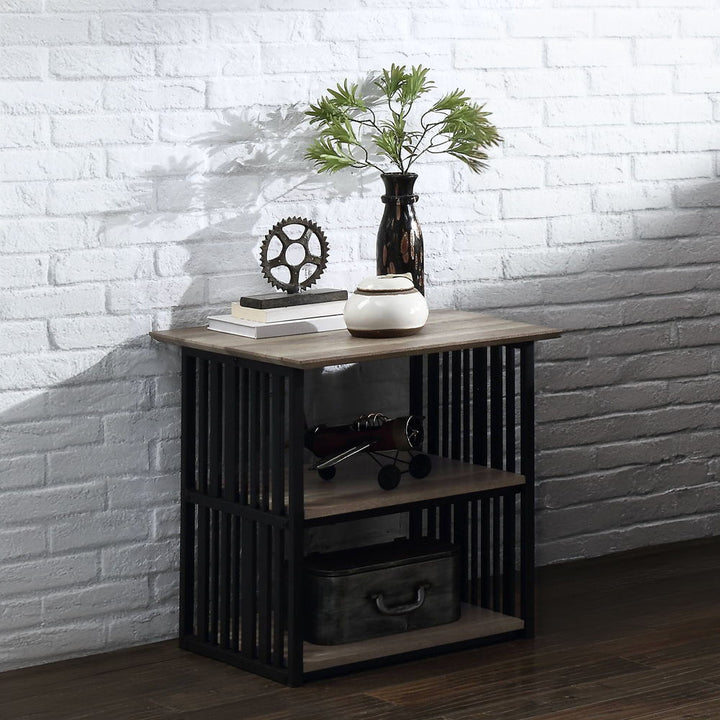 Zudora - Nightstand - Antique Oak & Black