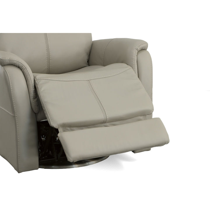 View Leather Power Swivel Recliner with Power Headrest in Dove