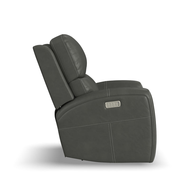 Flexsteel 1043-53P5-94602 Linden  Power Swivel Gliding Recliner With Power Headrest, Lumbar, Heat &amp; Massage  Charcoal