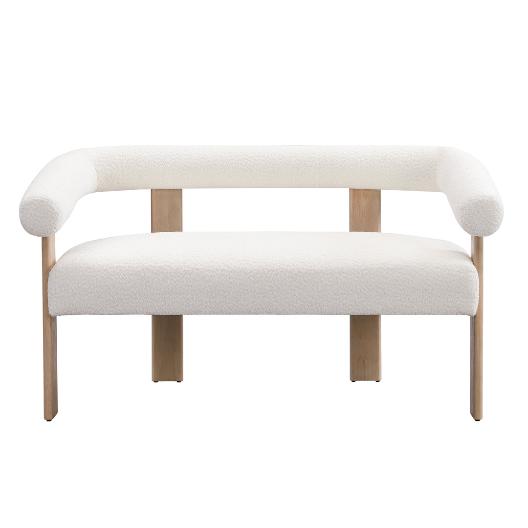 Round Arm Loveseat – Beige/Natural