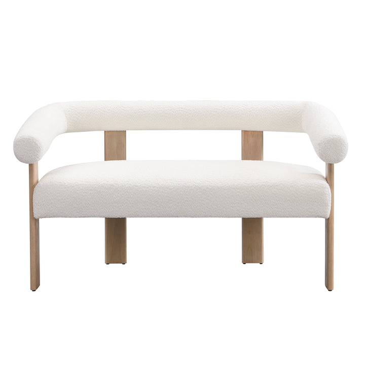 Round Arm Loveseat – Beige/Natural