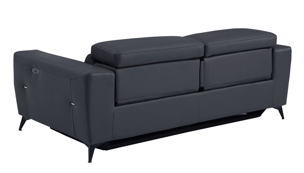 DivanItalia 989 Power Reclining Sofa with Power Headrest in Top-Grain Italian Leather - Dark Gray