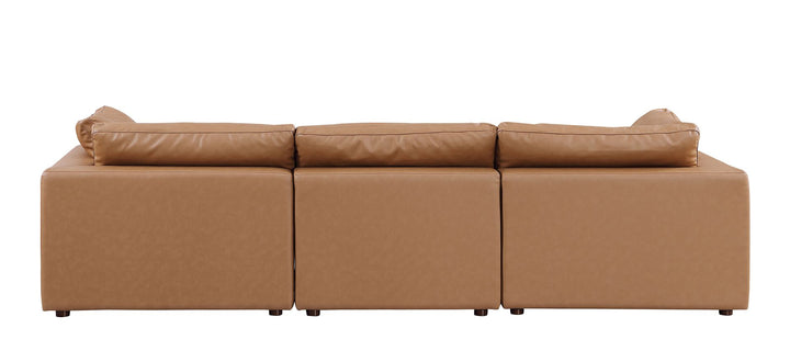 DivanItalia 1100 2-Piece Sofa Set – Top-Grain Italian Leather with Ottoman - Cognac