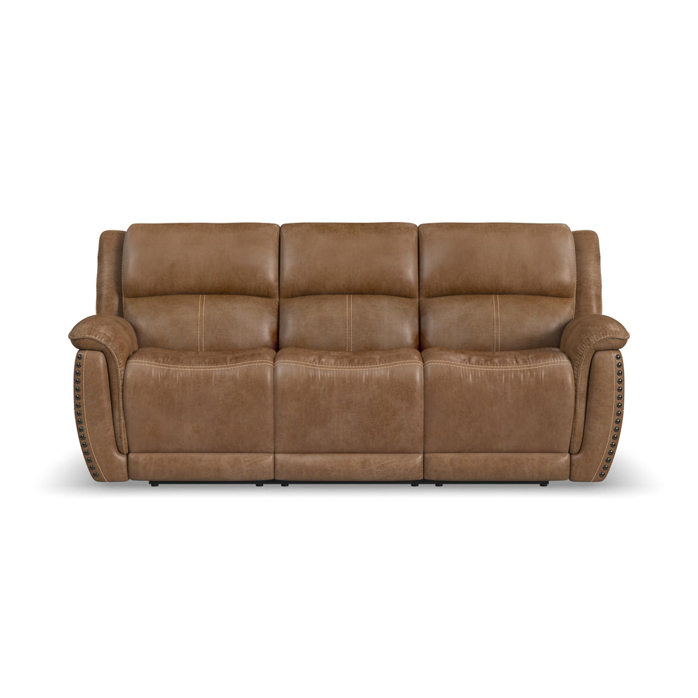 Beau Fabric Power Reclining Sofa with Power Headrests in Silt