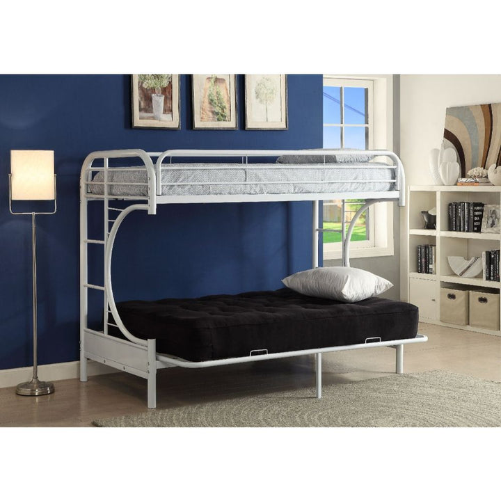 Eclipse - Twin Long/Queen Futon Bunk Bed - White