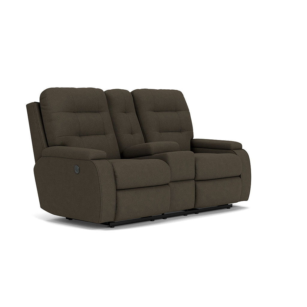 Kerrie Power Reclining Loveseat With Console Dark Brown
