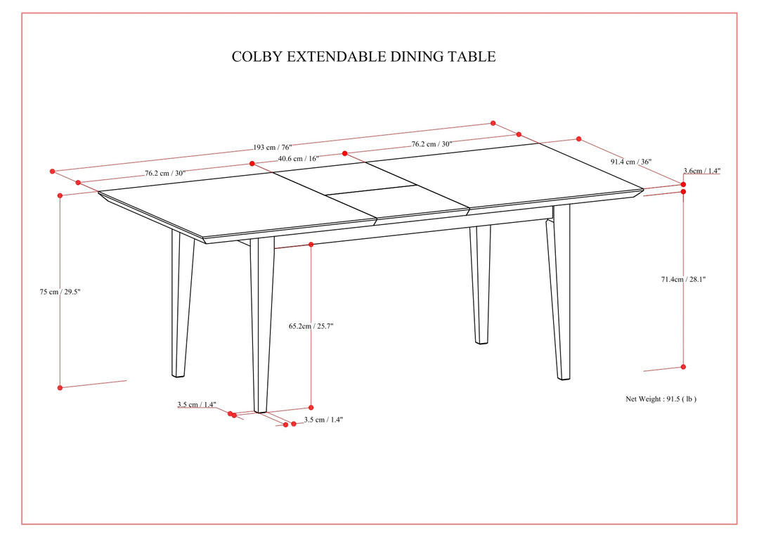 Colby 60-76 inch x 36 inch Rectangle Contemporary Extendable Dining Table in Oak