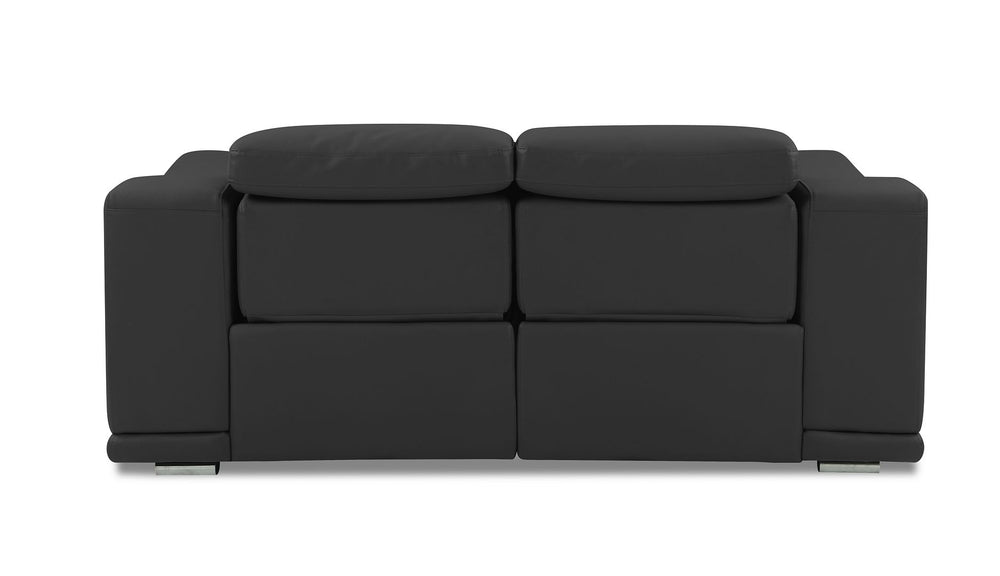 DivanItalia 9762 Top Grain Italian Leather Power Reclining Loveseat with Adjustable Headrests - Dark Gray