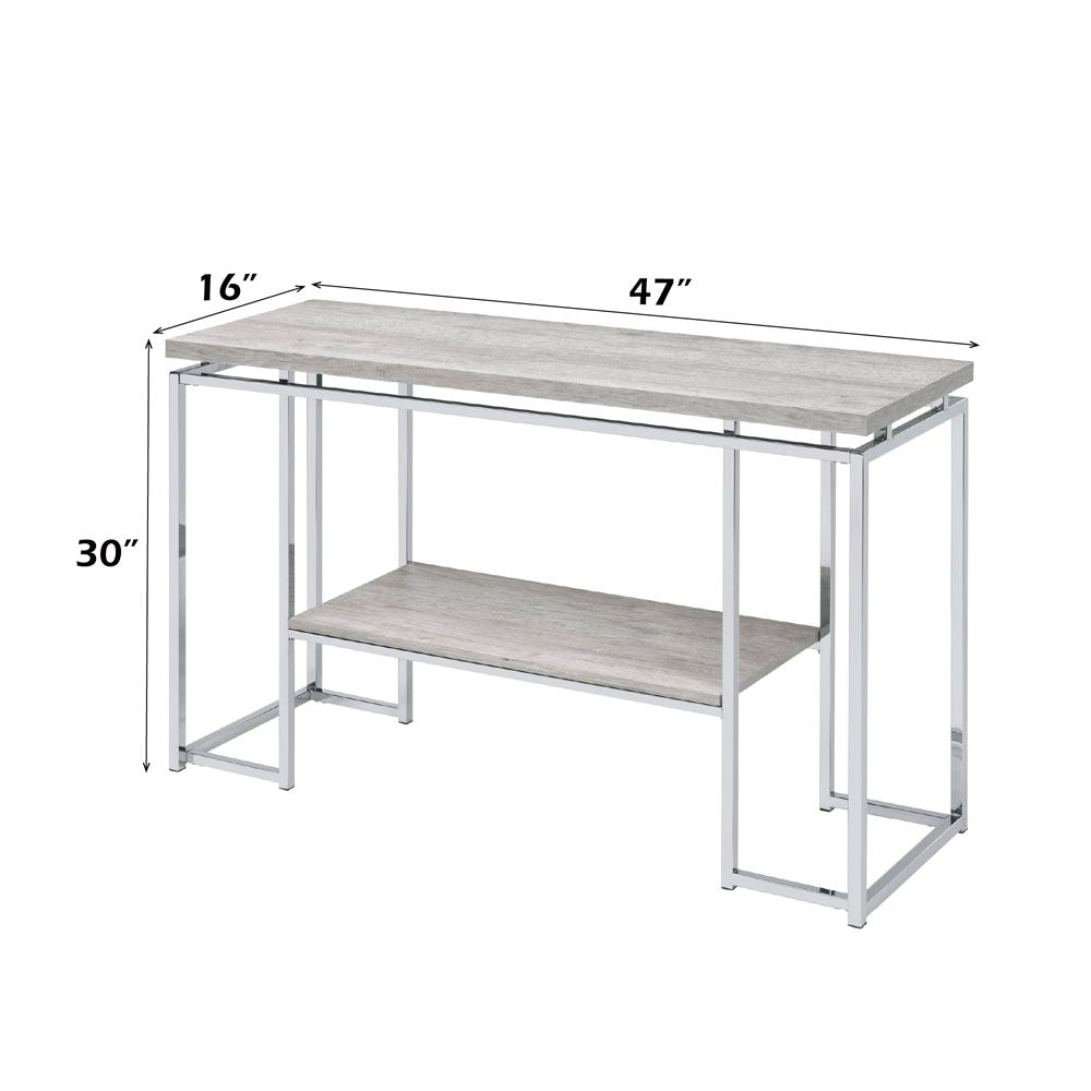 Chafik - Sofa Table - Natural Oak & Chrome