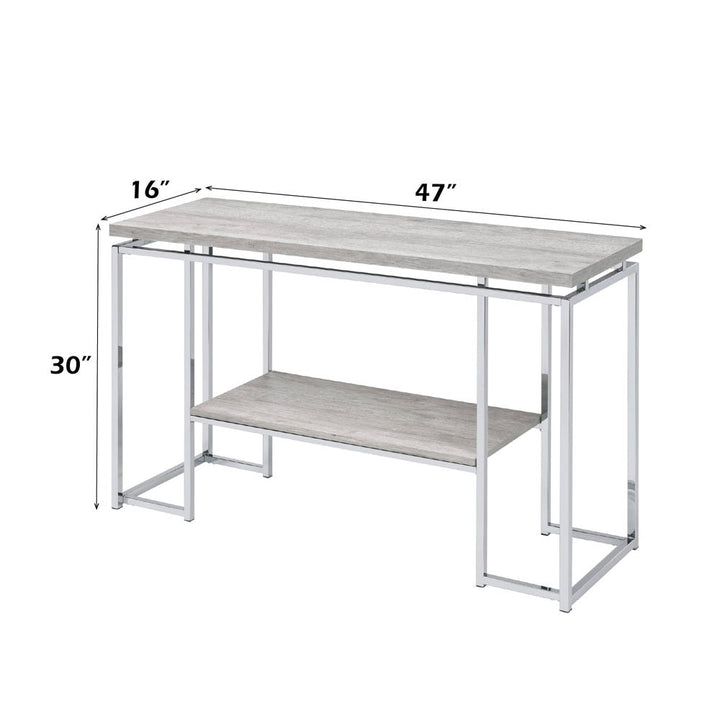 Chafik - Sofa Table - Natural Oak & Chrome