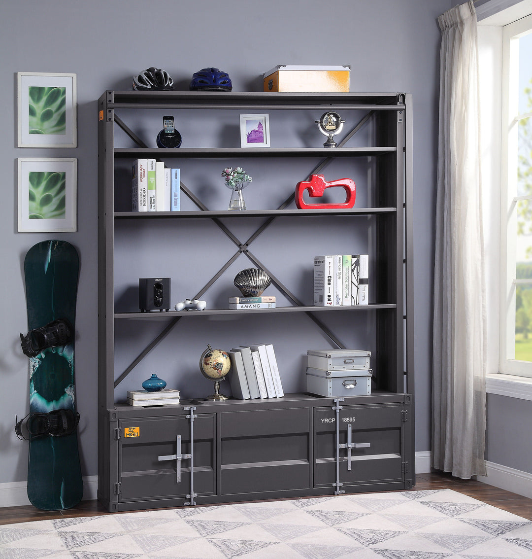 Cargo - Bookcase With Ladder - Gunmetal