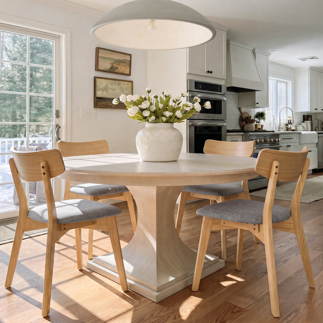 Mid-Century Upholstered Dining Chair – Dark Grey (Set of 4)