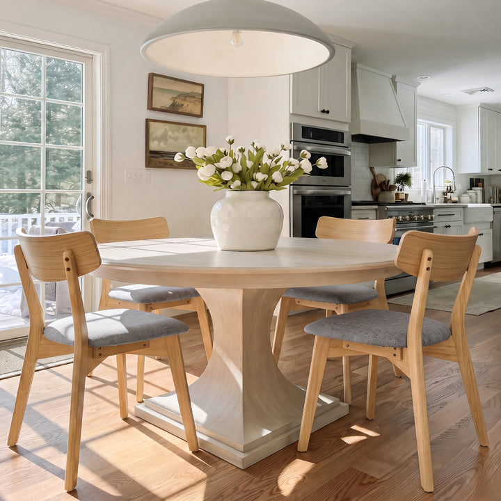 Mid-Century Upholstered Dining Chair – Dark Grey (Set of 4)