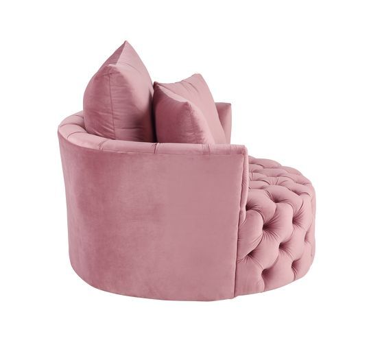 Zunyas - Accent Chair With Swivel - Pink Velvet