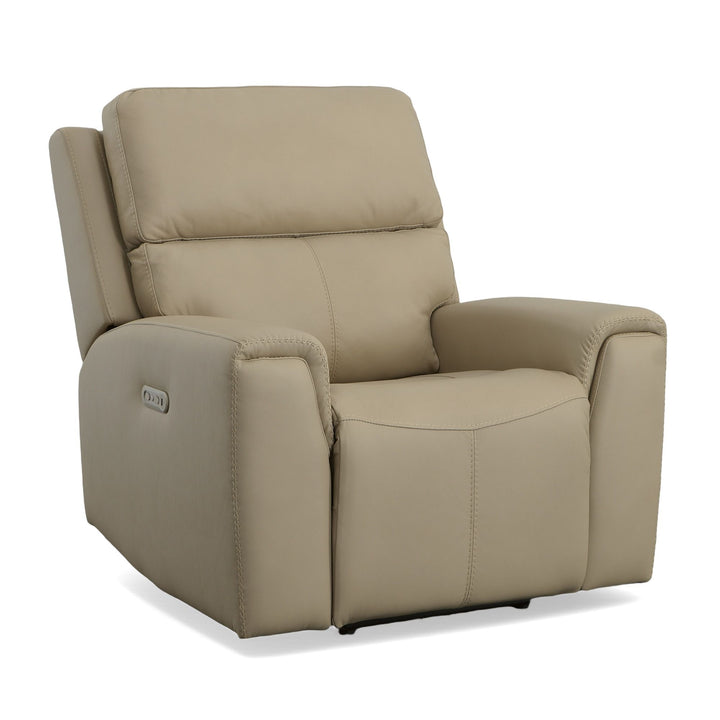 Jarvis Leather Power Recliner with Power Headrest in Parchment