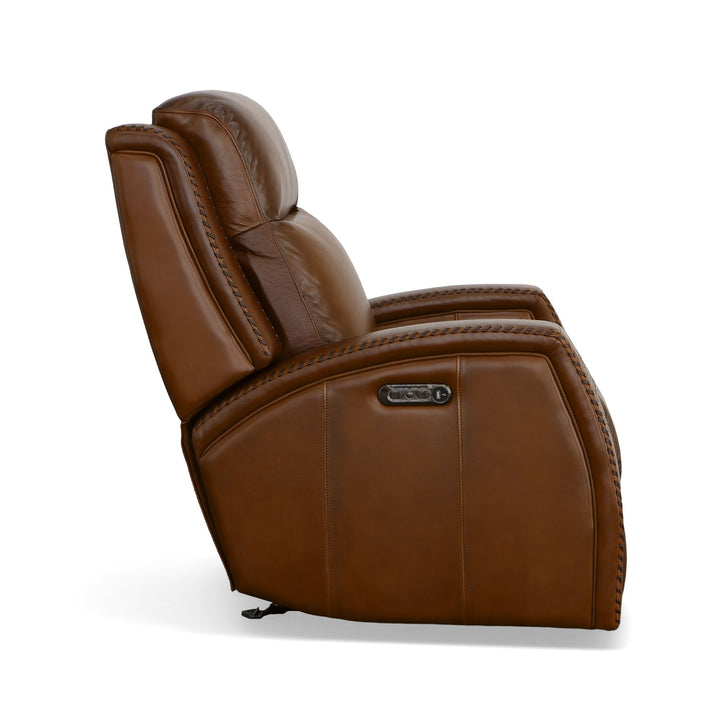 Mustang Leather Power Gliding Recliner with Power Headrest in Rust