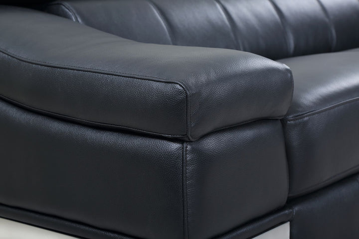 DivanItalia 415 Chair with Adjustable Headrest in Top-Grain Italian Leather - Black