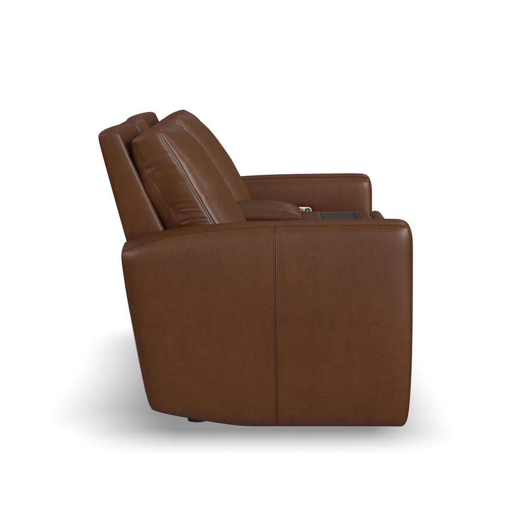 Aria Leather Power Reclining Loveseat with Console in Sedona