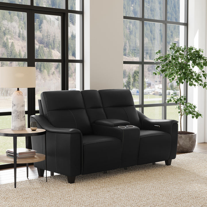 Walter Power Reclining Loveseat With Console &amp; Power Headrests Coal