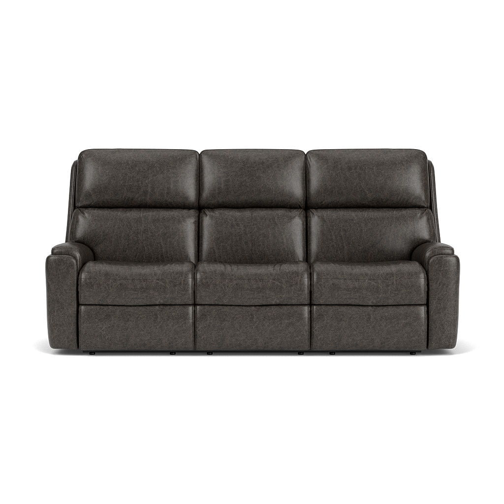 Flexsteel 3904-62H Rio  Leather Power Reclining Sofa, Power Headrests  Dark Brown