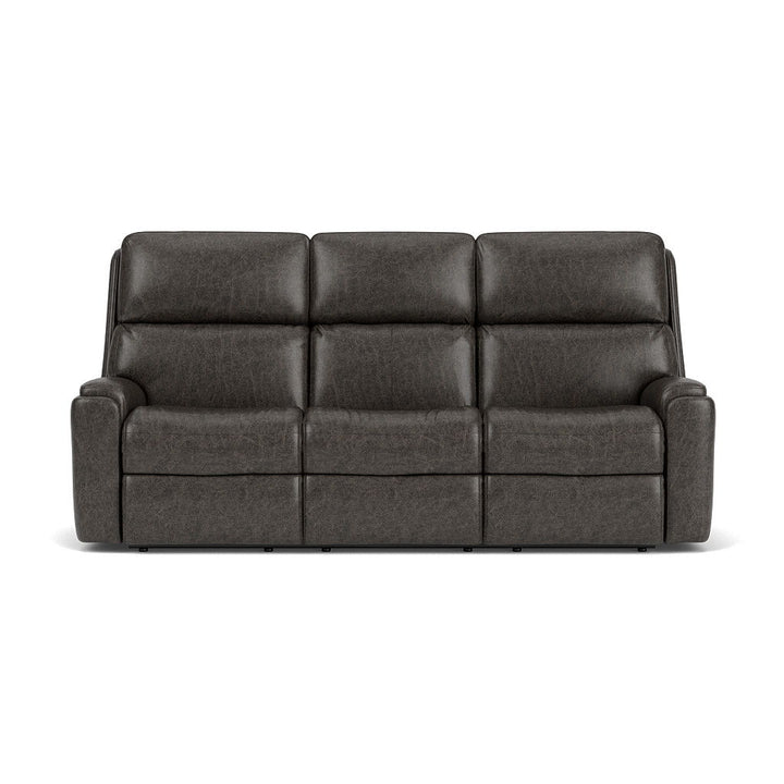 Flexsteel 3904-62H Rio  Leather Power Reclining Sofa, Power Headrests  Dark Brown