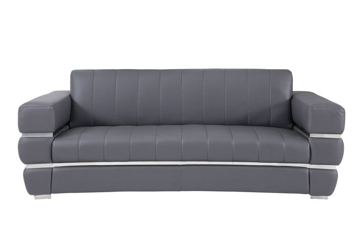 DivanItalia 904 3-Piece Sofa Set in Top-Grain Italian Leather - Dark Gray
