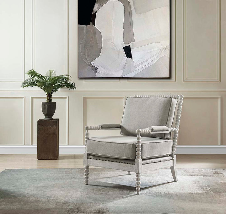 Saraid - Accent Chair - Gray Linen & Light Oak