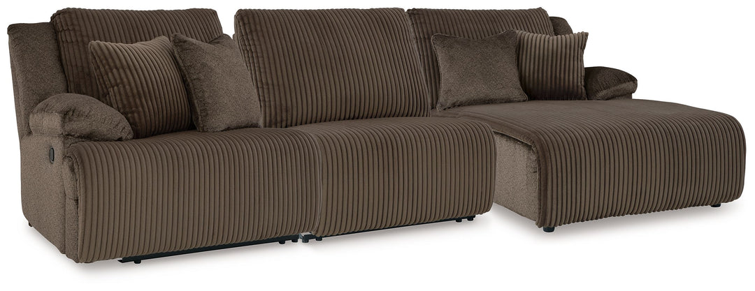 Top Tier - 3-Piece Reclining Sectional With Raf Press Back Chaise - Chocolate by Ashley Furniture product image