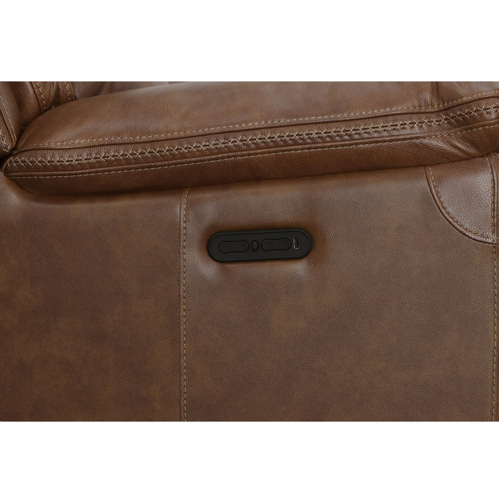 Fenwick Power Reclining Loveseat With Power Headrests Cognac