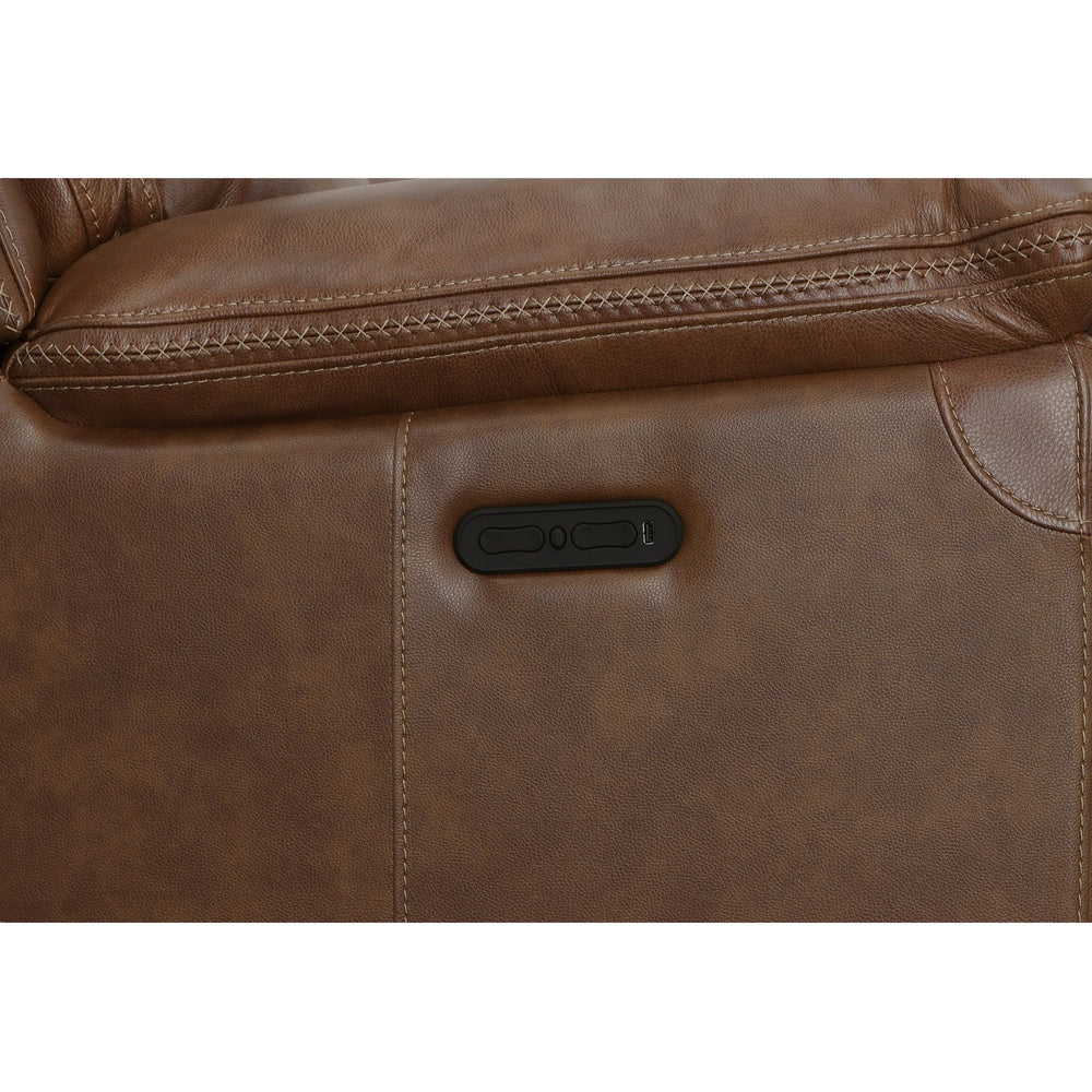Fenwick Power Reclining Loveseat With Power Headrests Cognac
