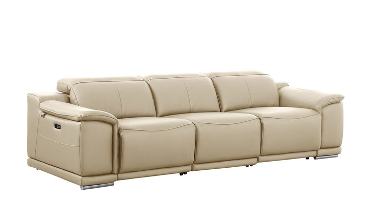 DivanItalia 9762 3-Piece Modular Power Reclining Sofa with 3 Power Recliners in Top Grain Italian Leather - Beige