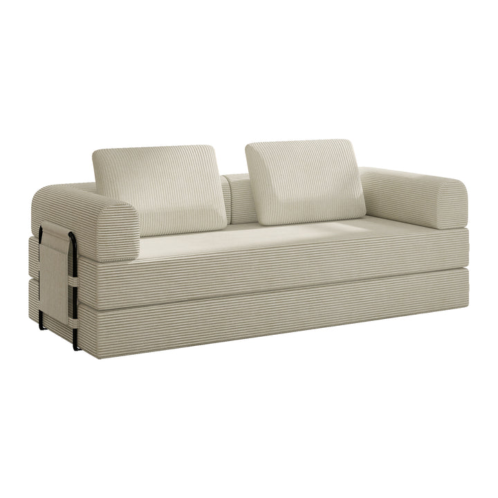 corduroy-convertible-sleeper-sofa-bed-with-pillow-beige
