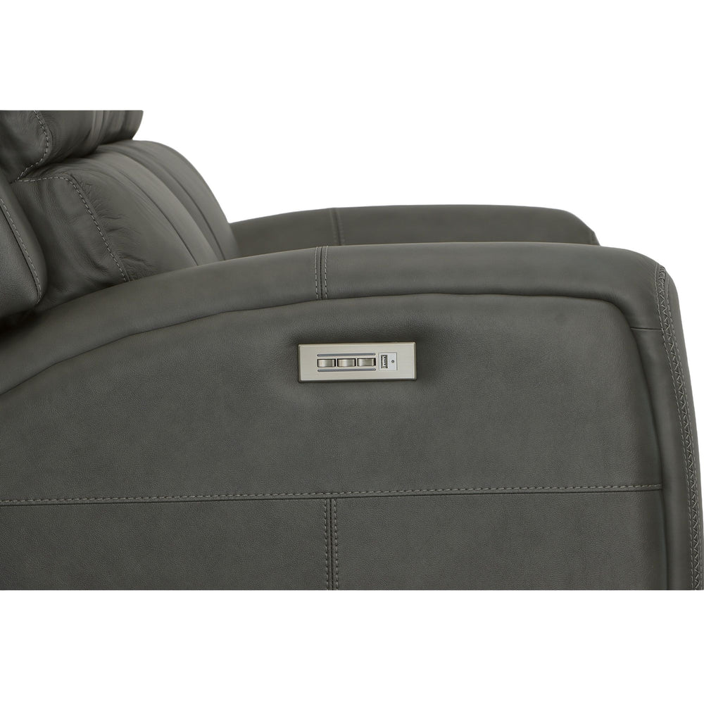 Linden Leather Power Reclining Loveseat with Power Headrests & Lumbar in Charcoal