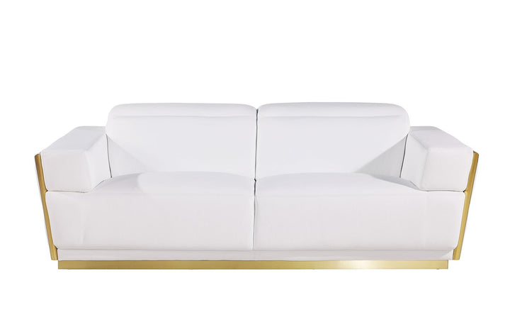 DivanItalia 1111 3-Piece Sofa Set with Adjustable Headrest in Top-Grain Italian Leather - White