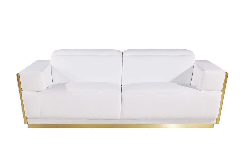 DivanItalia 1111 3-Piece Sofa Set with Adjustable Headrest in Top-Grain Italian Leather - White