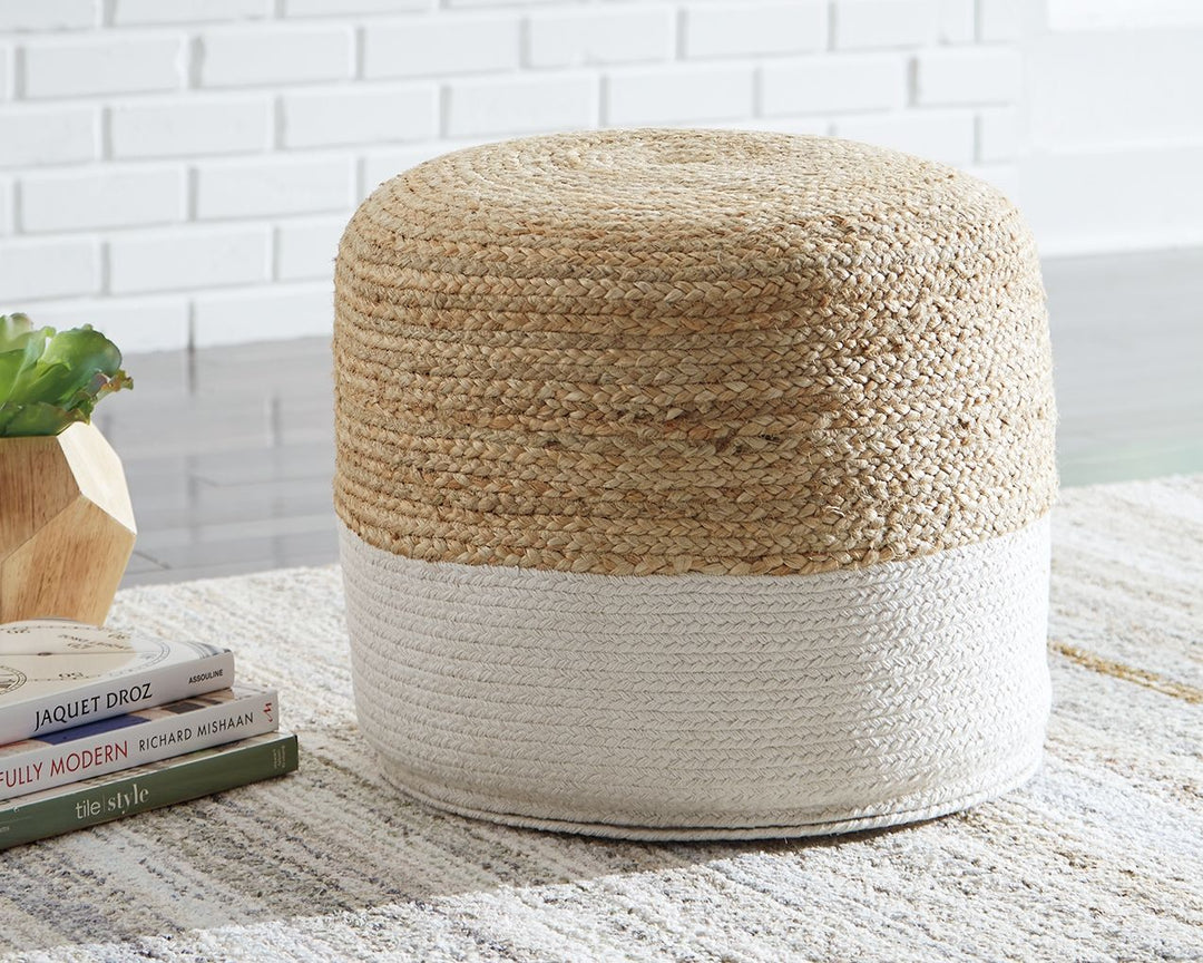 Sweed Valley - Pouf - Round - Natural / White