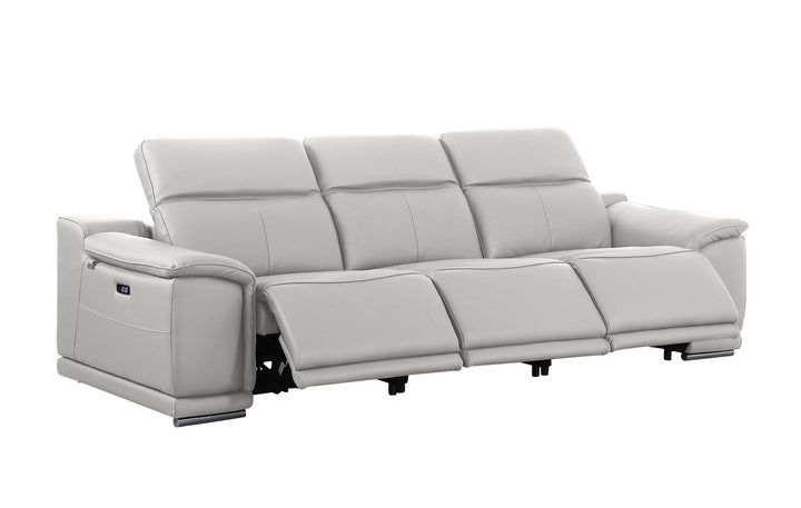 DivanItalia 9762 3-Piece Modular Power Reclining Sofa with 3 Power Recliners in Top Grain Italian Leather - Light Gray