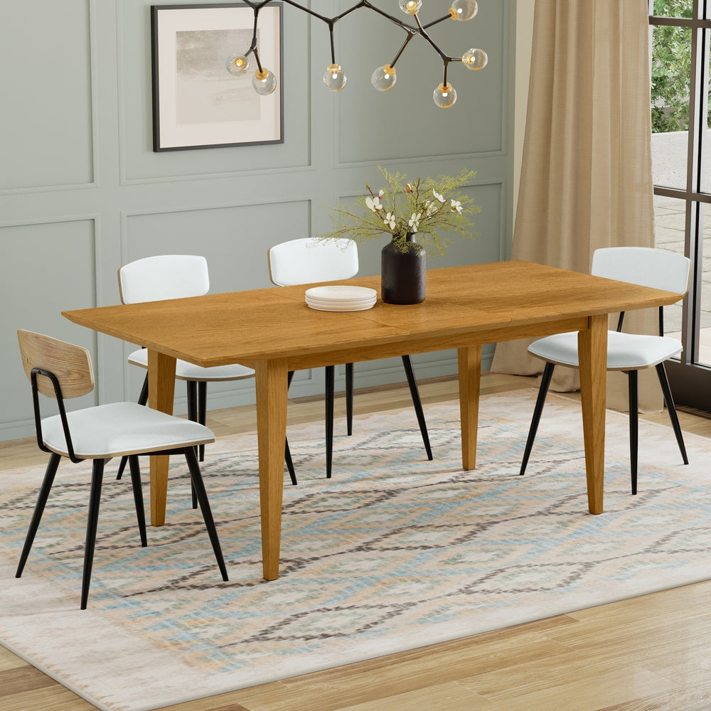 Rectangle Contemporary Extendable Dining Table in Oak