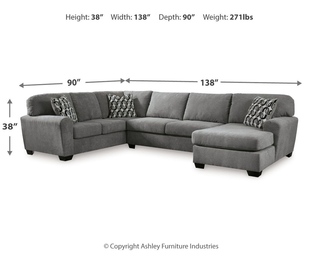 Birkdale Court - 3-Piece Sectional With Raf Corner Chaise - Gray by Ashley Furniture product image