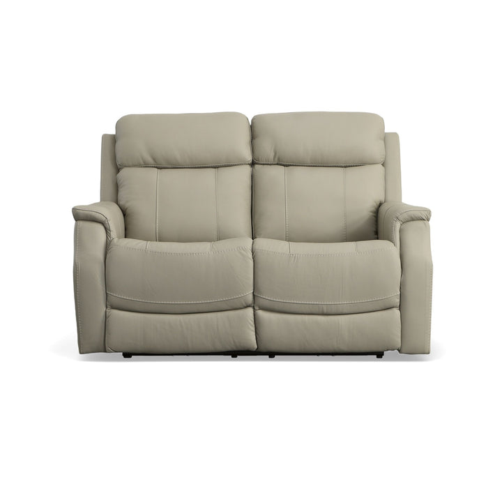 Easton Leather Power Reclining Loveseat with Power Headrests &amp; Lumbar in Dove