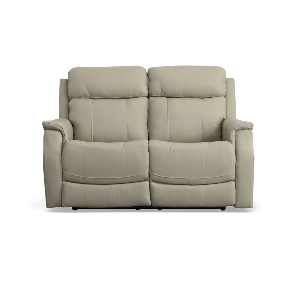 Easton Leather Power Reclining Loveseat with Power Headrests & Lumbar in Dove