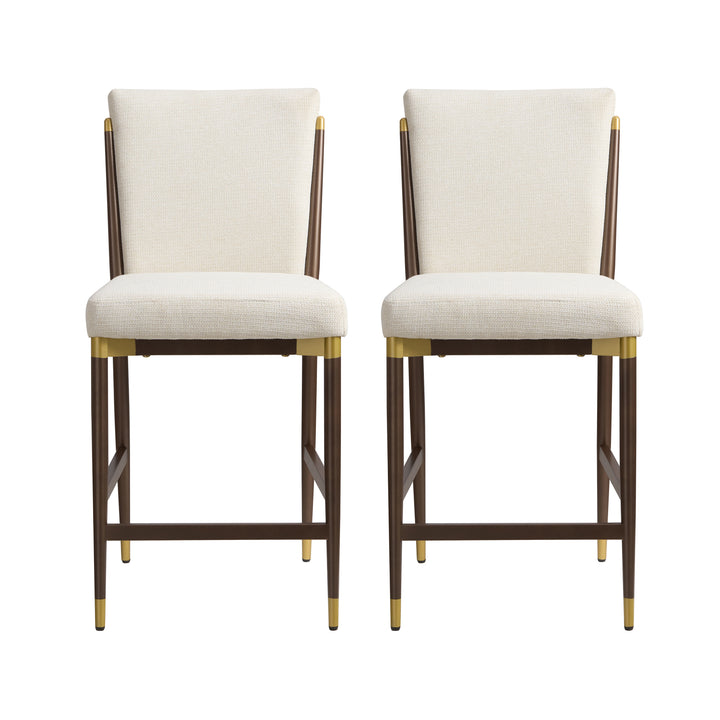 Armless Iron Counter Stool – Brown &amp; Beige (Set of 2)