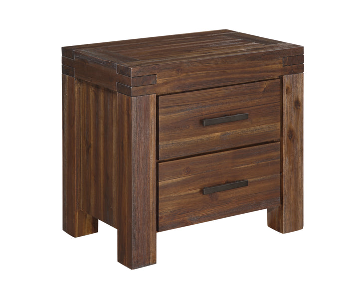 Modus Furniture 3F4181 Meadow Two Drawer Solid Wood Nightstand In Brick Brown