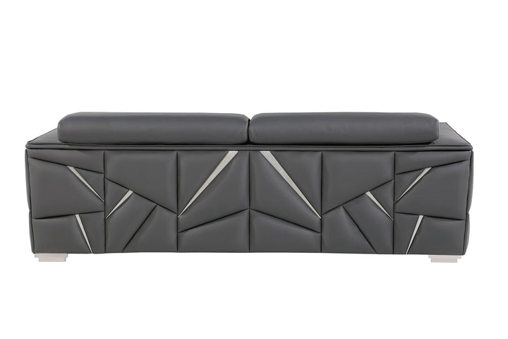 DivanItalia 1120 2-Piece Sofa Set with Adjustable Headrest in Top-Grain Italian Leather - Dark Gray