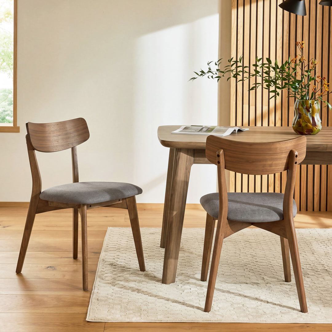 Mid-Century Upholstered Dining Chair – Dark Grey (Set of 2)